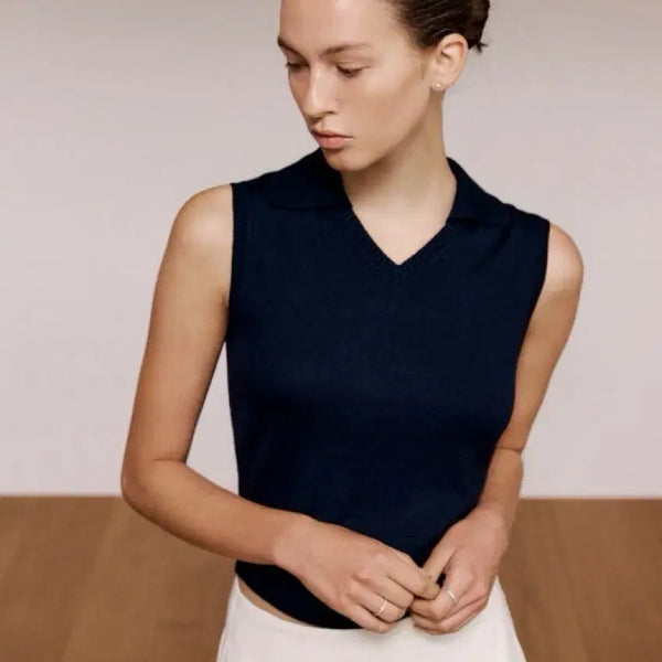 [BUNJANG] Sievres Collar Knit Top / 시에 베르 칼라 니트 탑