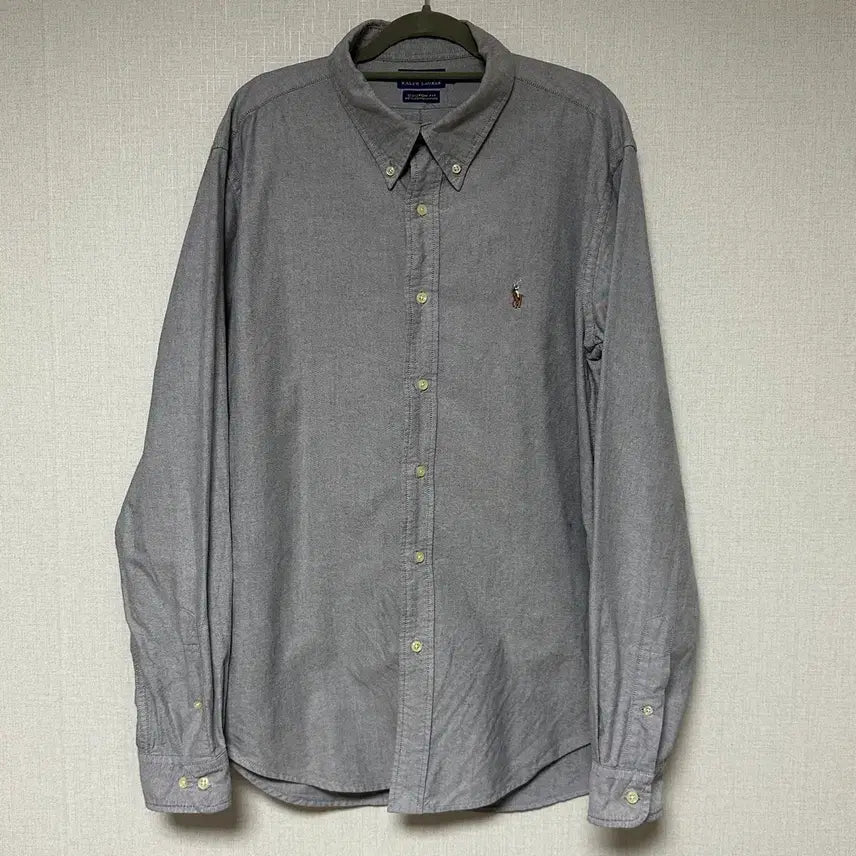 [BUNJANG] Polo Oxford Shirt Grey / 폴로 옥스포드셔츠 그레이