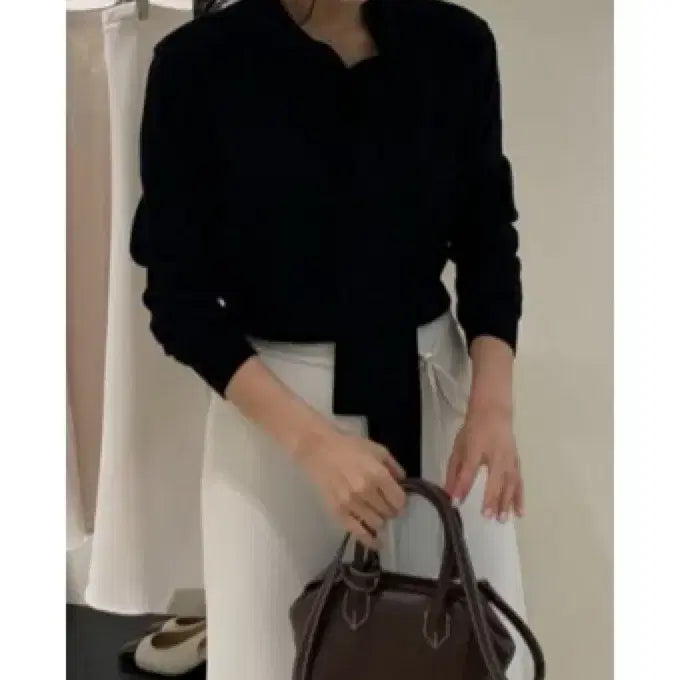 [BUNJANG] Sie Alina Tie Skirt Black, Cream / 시에 알리나 타이 스커트 블랙, 크림