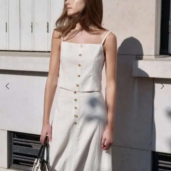 [BUNJANG] Sirene Nep Linen Flare Skirt / 시레 네프 린넨 플레어 스커트