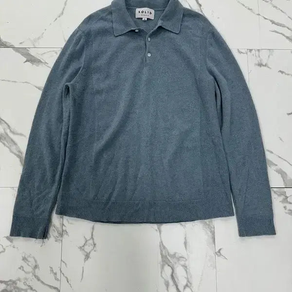 [BUNJANG] Solid Homme 100% Cashmere Knit Collar T-Shirt / 솔리드옴므 캐시미어 100% 니트 카라티