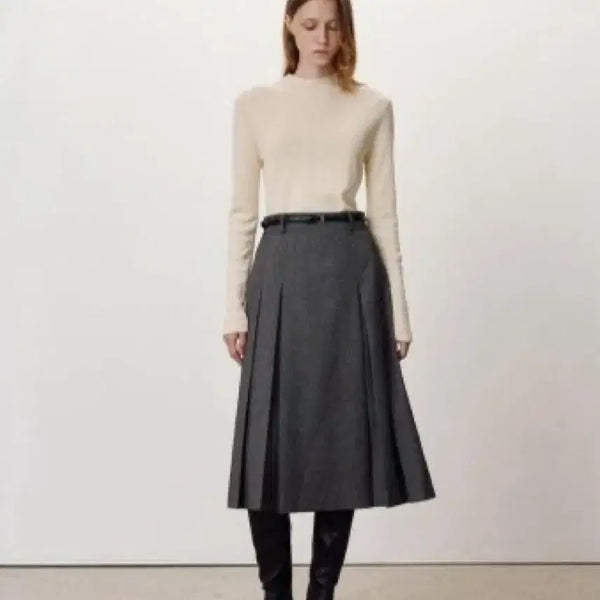 [BUNJANG] Sieres Ronie Pintuck Skirt Charcoal / 시에 로니에 핀턱 스커트 차콜