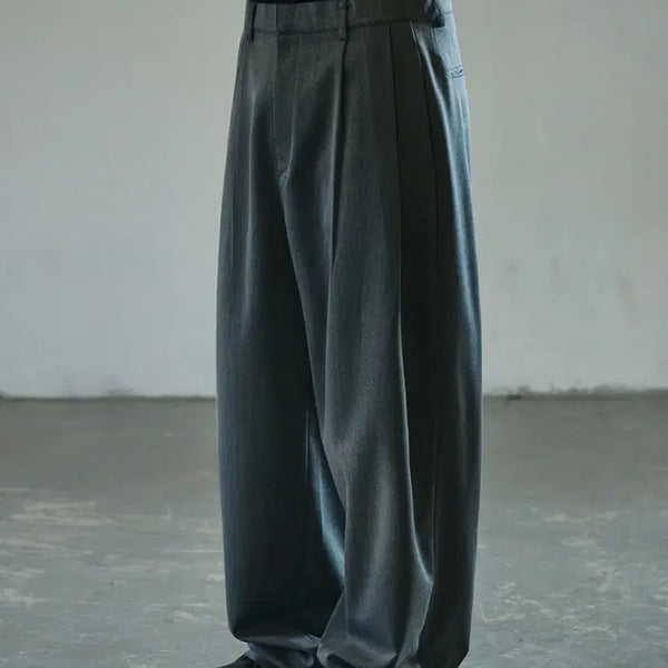 [BUNJANG] Signature Two-Tuck Wide Slacks - Medium Grey / 시그니처 투턱 와이드 슬랙스 미디엄그레이 (31)