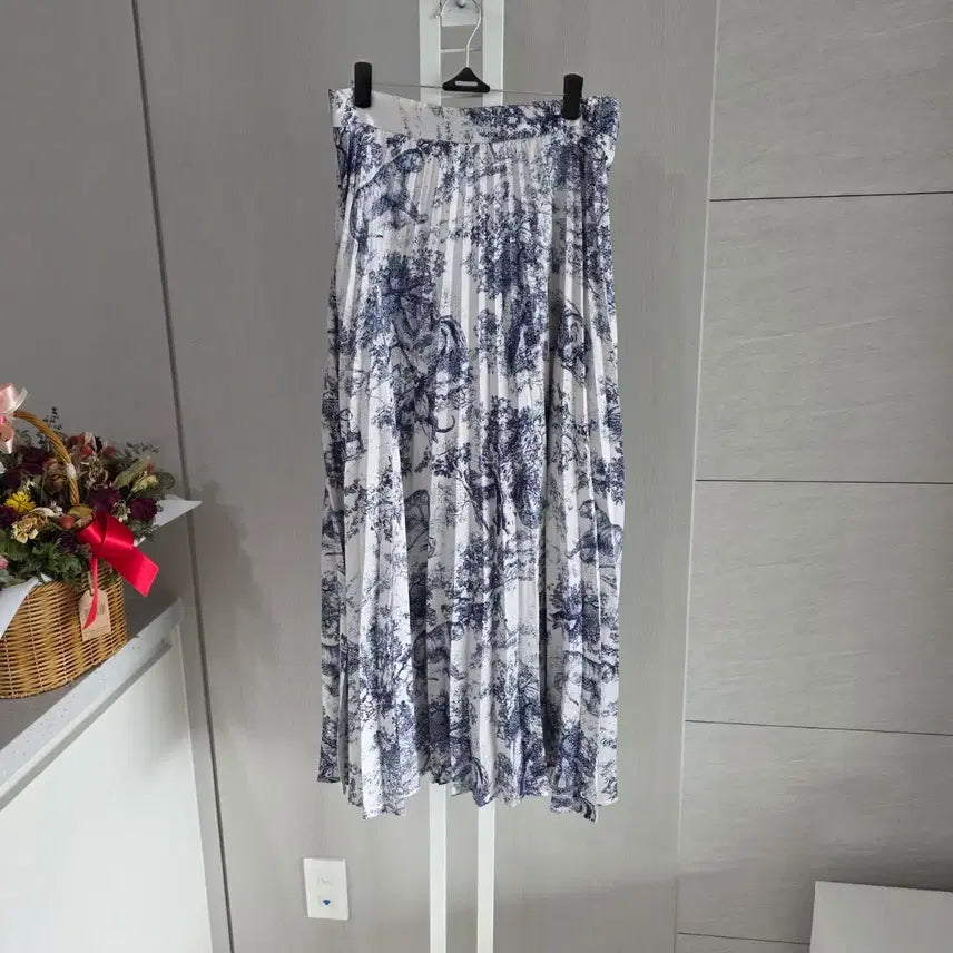 [BUNJANG] LE PITTA Pleated Printing Long Skirt Blue / LE PITTA 플리츠 스커트 블루 프린팅 롱 스커트