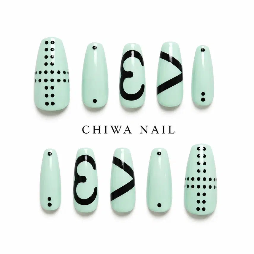 [BUNJANG] Custom Dot Handmade Nail Tips / 주문제작 민트 <3 도트 수제 네일팁