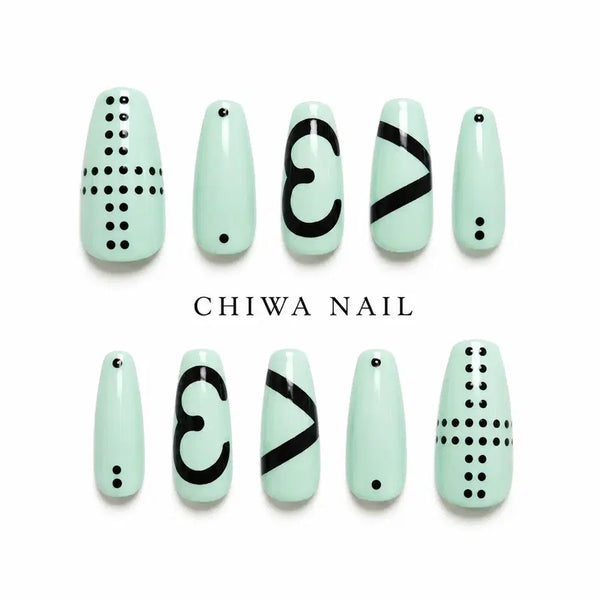 [BUNJANG] Custom Dot Handmade Nail Tips / 주문제작 민트 <3 도트 수제 네일팁