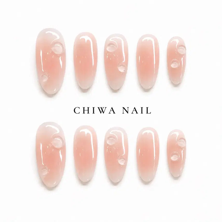 [BUNJANG] Custom "Peach Water Drop" Handmade Nail Tips / 주문제작 복숭아 물방울 치크 수제 네일팁