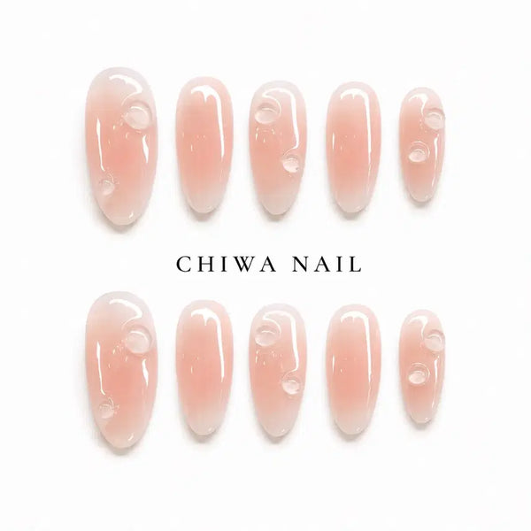 [BUNJANG] Custom "Peach Water Drop" Handmade Nail Tips / 주문제작 복숭아 물방울 치크 수제 네일팁