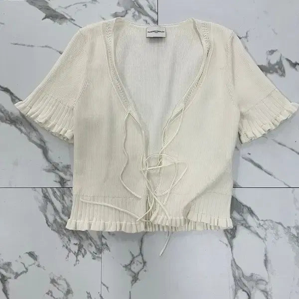 [BUNJANG] Claudie Pierlot White Short Sleeve Cardigan M / 끌로디피에로 화이트 반팔 가디건