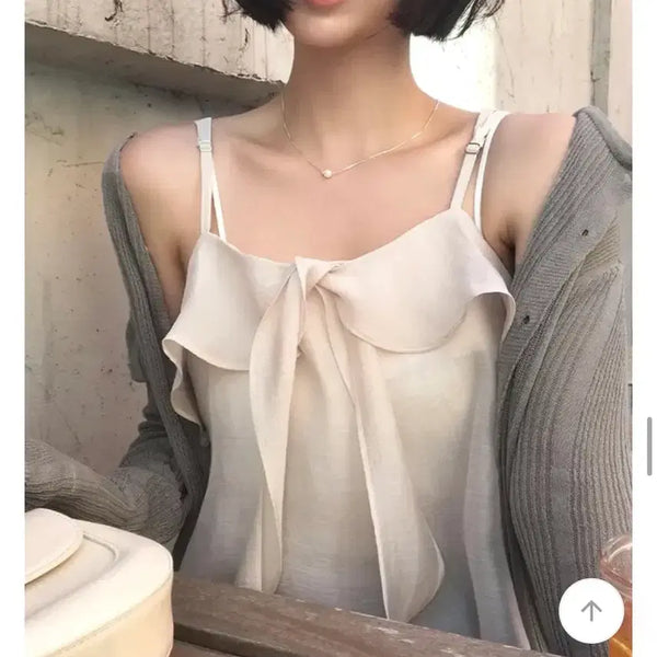 [BUNJANG] Sleeveless Blouse and Cardigan Set / 나시블라우스 가디건