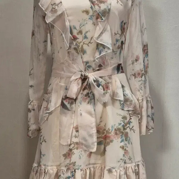 [BUNJANG] Frill Floral Midi Dress (Size 55) / 프릴 플로럴 미디 원피스 55