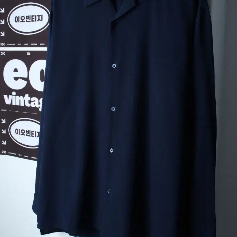 [BUNJANG] Drawfit V-Neck Solid Shirt Navy (L-XL) / (L-XL) 드로우핏 셔츠 남방 브이넥 네이비 무지 놈코어-H37160