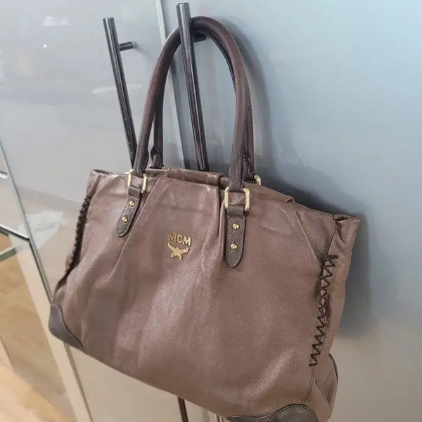 [BUNJANG] MCM Leather Tote Bag Brown / MCM 가죽 토트백 브라운