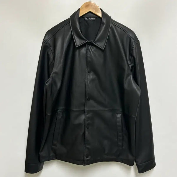 [BUNJANG] ZARA Black Faux Leather Coach Jacket / [남자-105]ZARA 자라 블랙 레더 자켓