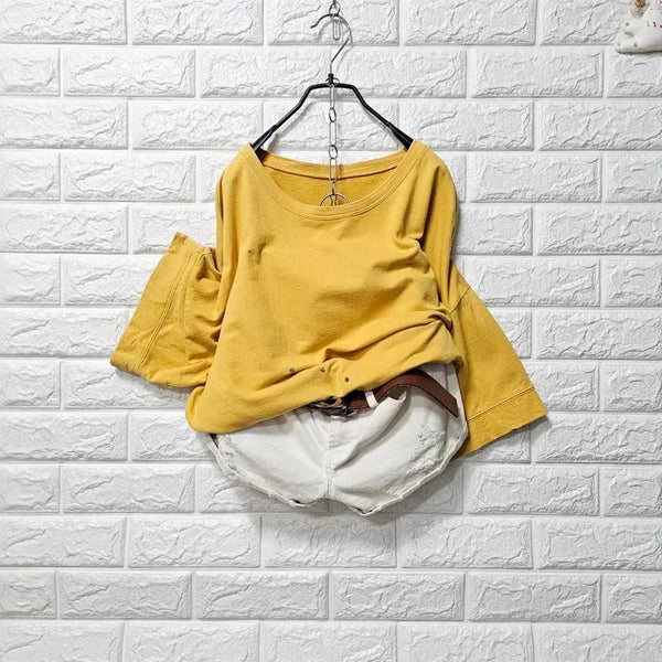 [BUNJANG] Mustard Yellow Boxy Fit T-Shirt / 겨자색 박시티셧