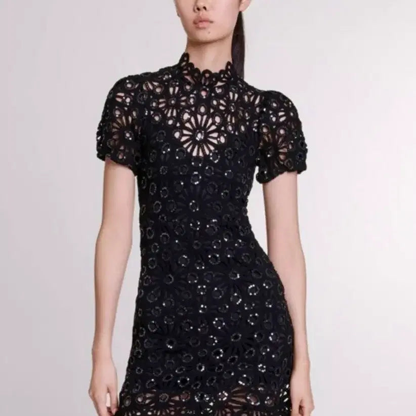 [BUNJANG] Maje Crochet Sequin Mini Dress Size 1 / 마쥬 크로쉐 미니 원피스 1사이즈