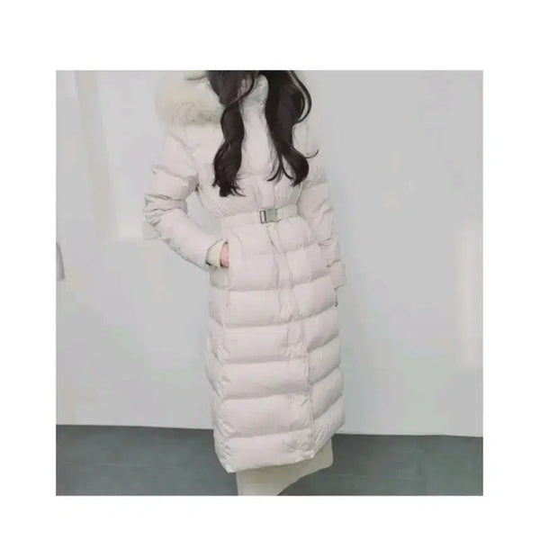 [BUNJANG] Ivory Fox Fur Down Long Padding Coat / [무료배송] 아이보리 폭스퍼 덕다운 롱패딩