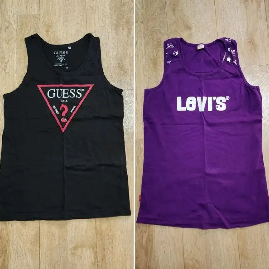 [BUNJANG] Guess & Levi's Women's Sleeveless T-Shirts Bundle (Size S-M) / [S-M]게스+리바이스민소매 일괄/여성나시티셔츠