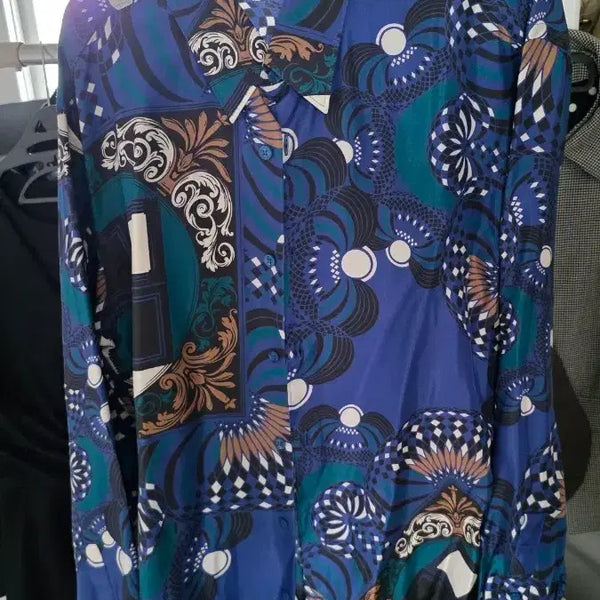 [BUNJANG] Versace Collection Blue Pattern Shirt Size 41 / 베르사체 컬렉션 블루 패턴 셔츠 41