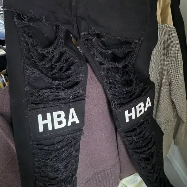 [BUNJANG] Hood By Air Black Damage Pants / 후드바이 에어 블랙 데미지 팬츠 HBA