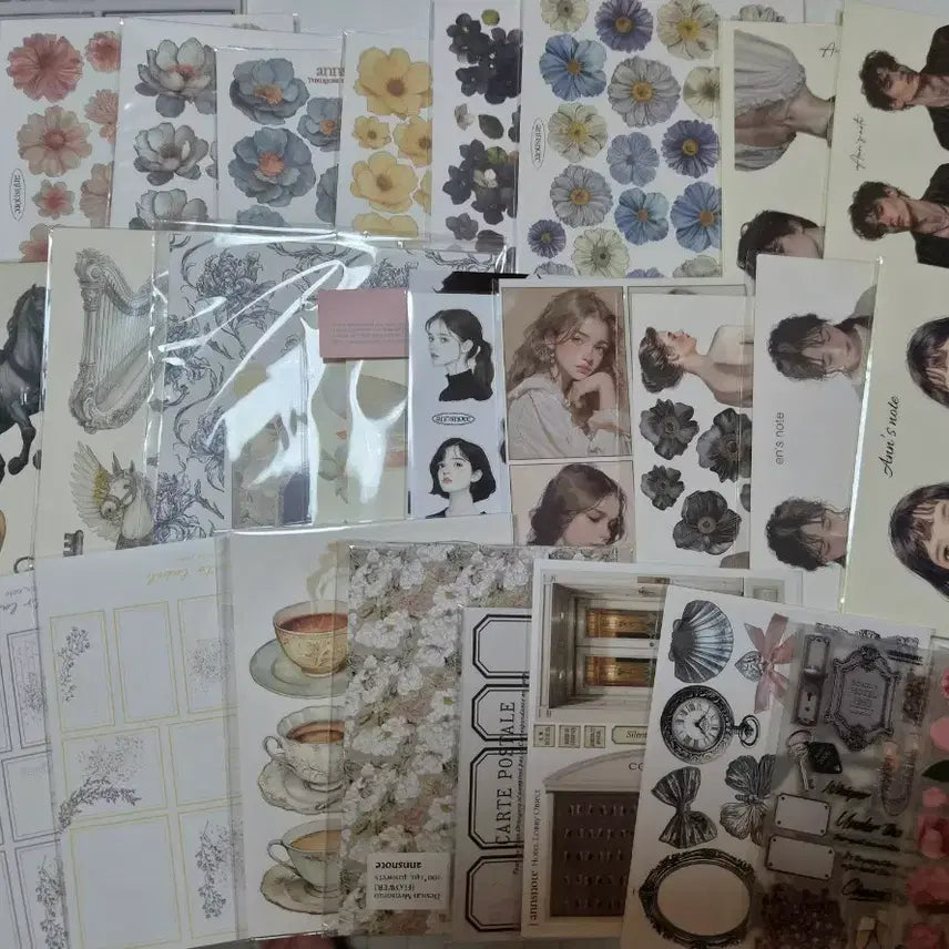 [BUNJANG] Calligraphy Flower Sticker Set / <새상품>꽃 스티커 캘리그라피 스티커