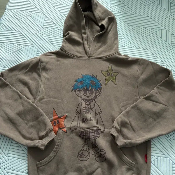 [BUNJANG] Nice Ghost Club Brown Cropped Hoodie M / 나이스고스트클럽 브라운 후드티