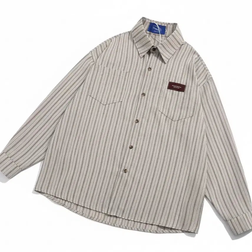 [BUNJANG] Unisex Basic Oversized Collar Long-Sleeve T-Shirt / 남녀공용 데일리 기본 오버핏 카라 긴팔 티셔츠