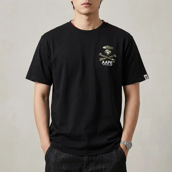 [BUNJANG] AAPE Camo Skull Graphic T-Shirt Black / 에이프(AAPE) 카모 스컬 그래픽 반팔 티셔츠 블랙 90-95