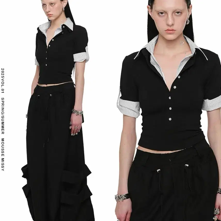 [BUNJANG] Wide-Leg Multi-Pocket Tailored Cargo Trousers / Wide-Leg Multi-Pocket Tailored Cargo Trousers