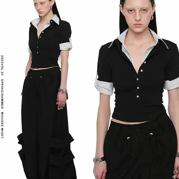[BUNJANG] Wide-Leg Multi-Pocket Tailored Cargo Trousers / Wide-Leg Multi-Pocket Tailored Cargo Trousers