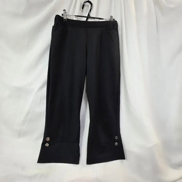[BUNJANG] Women's Black 7-Button Cropped Pants (Size 27/29) / 여성블랙 7부 바지 단추 장식27/29
