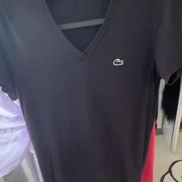[BUNJANG] Lacoste Black V-Neck T-Shirt / 라코스테 브이넥 반팔티