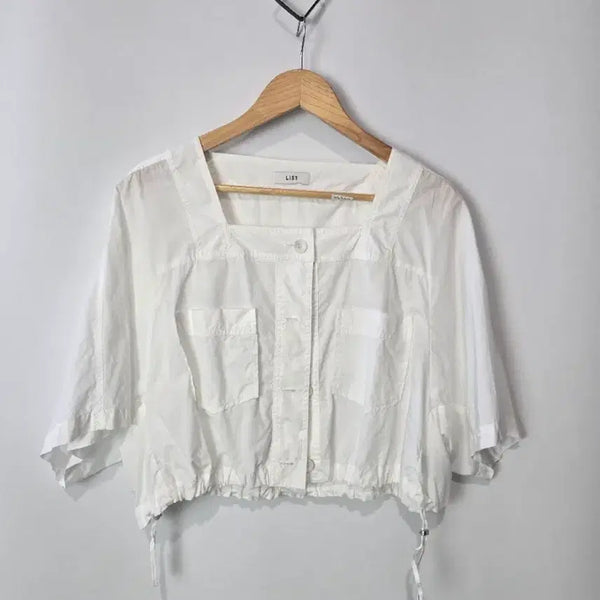 [BUNJANG] White Cropped Blouse Size 55 / 리스트 화이트 크롭 블라우스 55