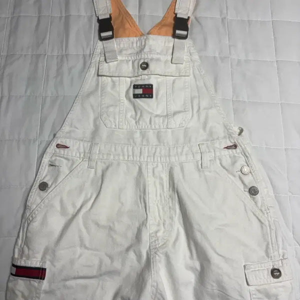 [BUNJANG] Tommy Hilfiger Denim Shortalls White Size S / 타미힐피거 반바지 멜빵 흰색