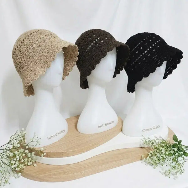 [BUNJANG] Handmade Knit Bucket Hat / 핸드메이드 뜨개 모자 러블리 버킷햇 (총 3가지 색상)