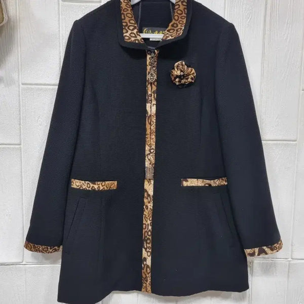 [BUNJANG] Yoon Soon Young Black Leopard Color Block Jacket / [윤순영] 블랙 레오파드 배색 자켓 66ㅡ77