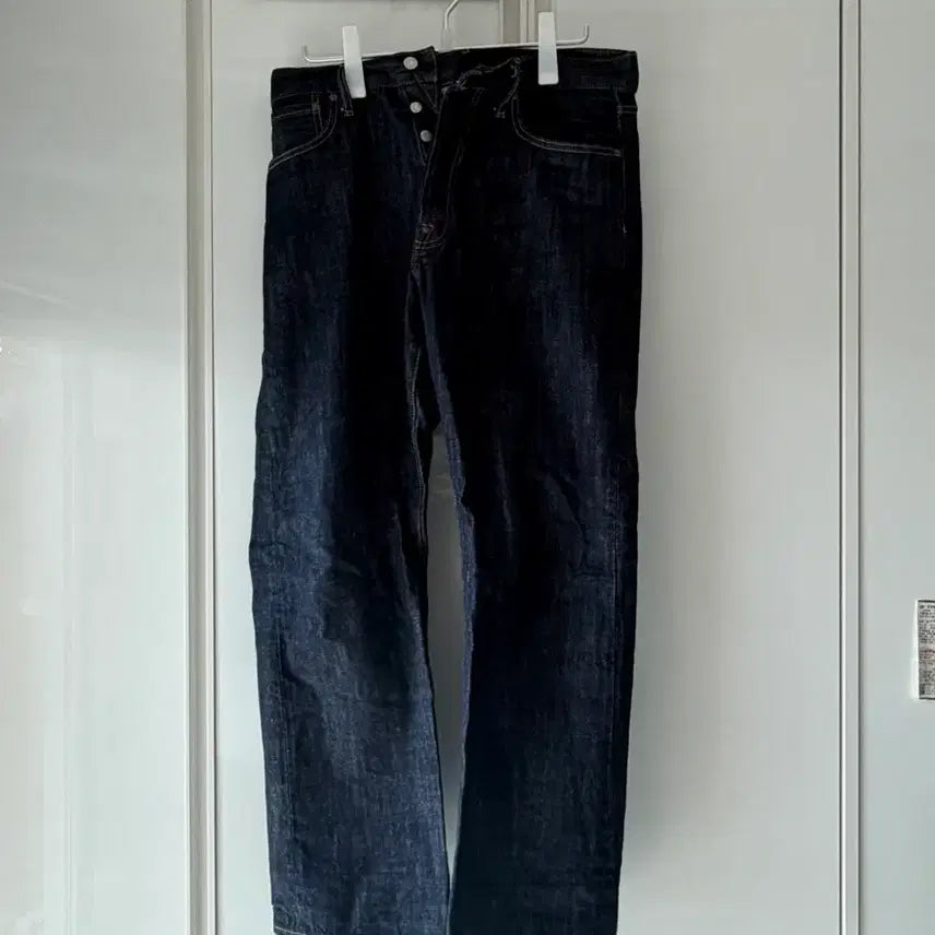 [BUNJANG] Outstanding Selvedge Denim Wide Pants Indigo 32 / 아웃스탠딩 셀비지 데님 청바지 30S CINCH BACK SELVEDGE WIDE PANTS_INDIGO 진청 인디고 32
