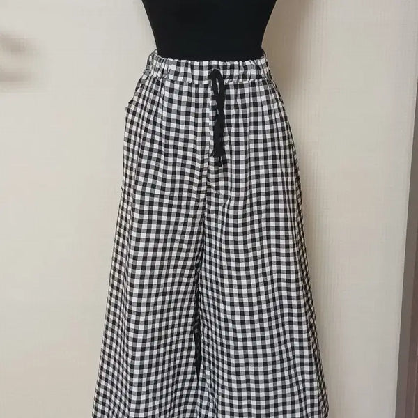 [BUNJANG] Checkered Banding Wide Pants / 체크무늬 밴딩와이드 팬츠