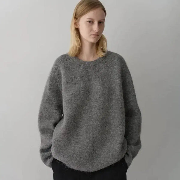 [BUNJANG] Facade Pattern Alpaca Pullover Knit - Charcoal (Size S) / (s) 파사드패턴 알파카 풀오버 니트