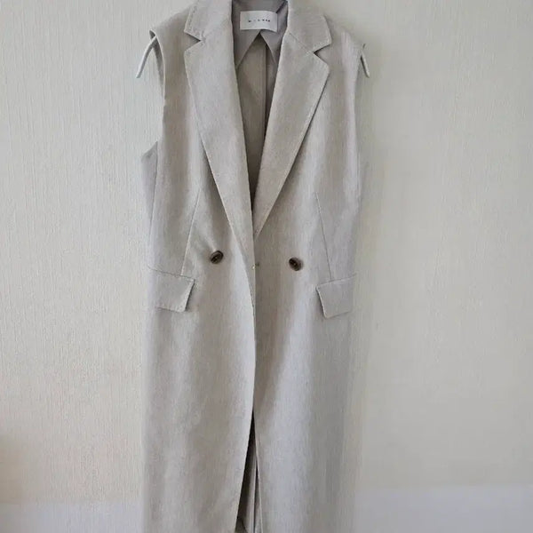 [BUNJANG] MICHAA Long Vest Beige Size 55 / (새상품) 미샤 롱베스트 55사이즈