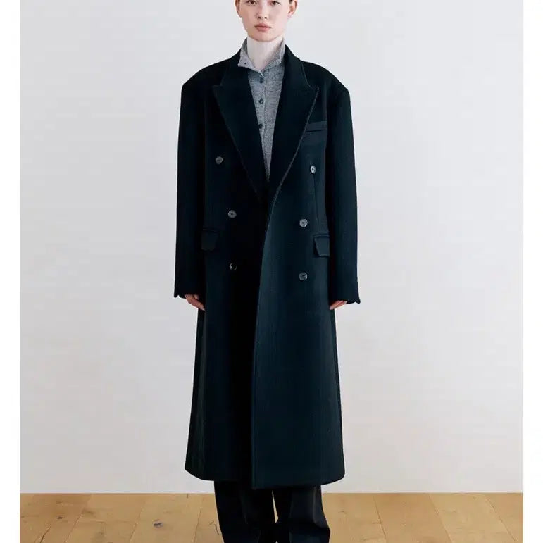 [BUNJANG] NOTIA Cashmere Double Long Coat Black / NOTIA 캐시미어 더블 롱 코트 블랙 m