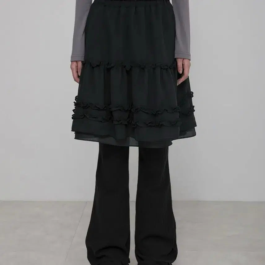 [BUNJANG] Flare Up Ruffle Layered Pants / 플레어업 러플 레이어드 팬츠