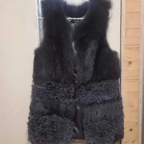 [BUNJANG] Fox and Lamb Wool Blend Vest / 미사용품:퍼 베스트 폭스&양털 배색 베스트:가볍고 뽀대납니다