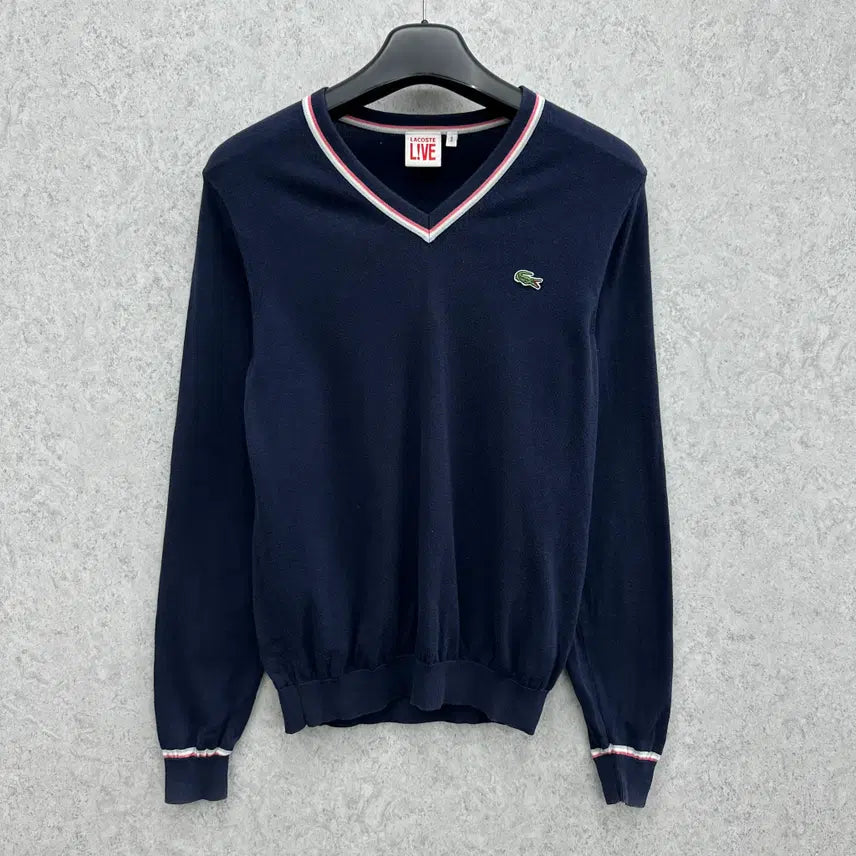 [BUNJANG] Lacoste Line Point Women's V-Neck Knit (Size 95/M) / 95 라코스테 라인포인트 여자 브이넥 니트