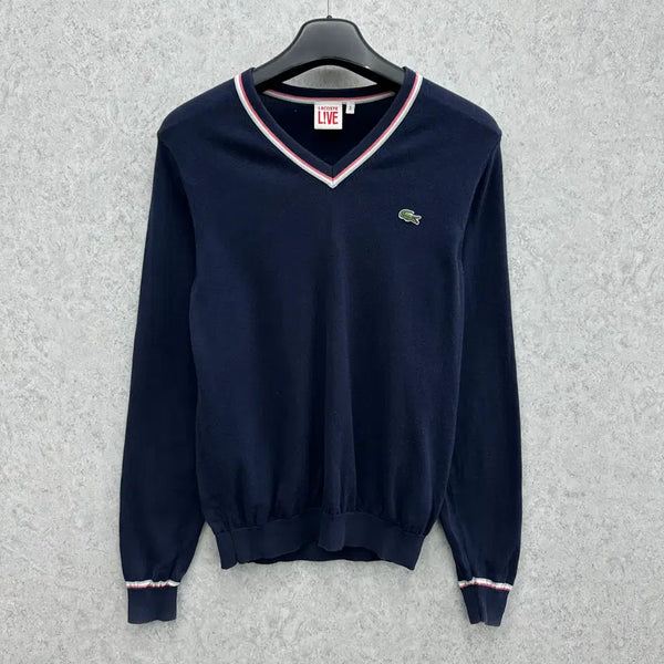 [BUNJANG] Lacoste Line Point Women's V-Neck Knit (Size 95/M) / 95 라코스테 라인포인트 여자 브이넥 니트