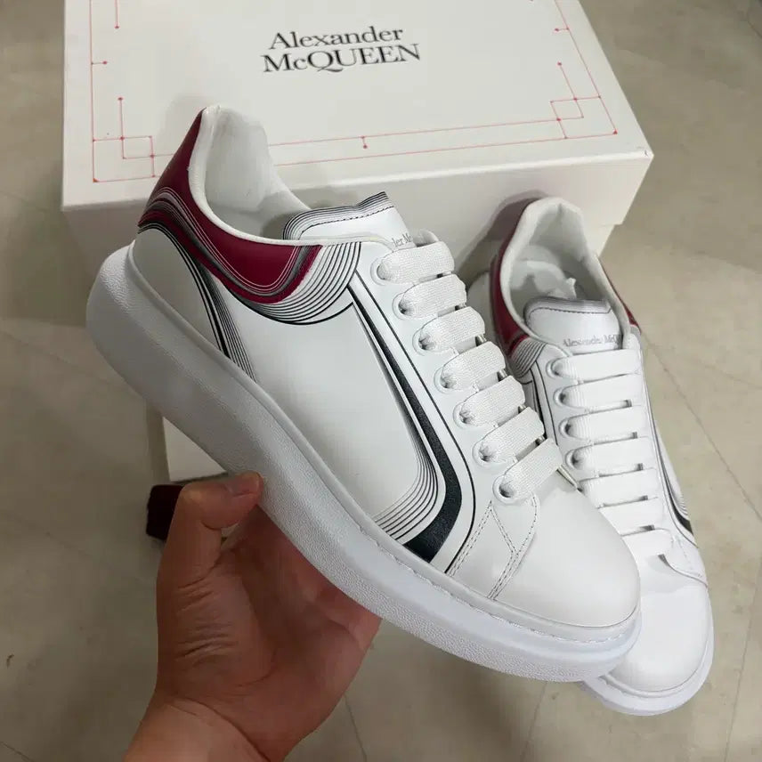 [BUNJANG] Alexander McQueen Oversized Sole Sneakers White Burgundy / 새상품(280)알렉산더맥퀸 오버솔 라인 스니커즈 화이트 버건디