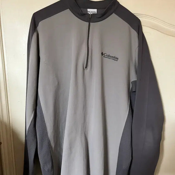 [BUNJANG] Columbia Zip-Up T-Shirt Grey / 컬럼비아 집업 티셔츠 그레이