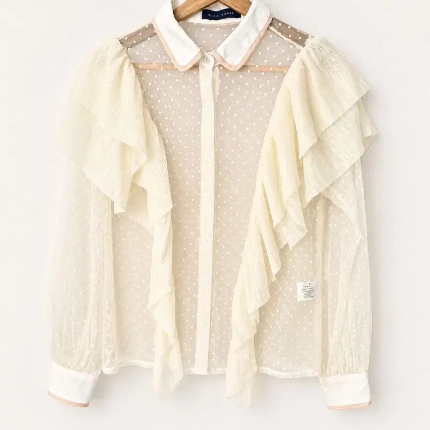 [BUNJANG] BLUE BAGEL Dot See-through Frill Blouse / 러블리한 무드가 가득한 도트 시스루 프릴 블라우스