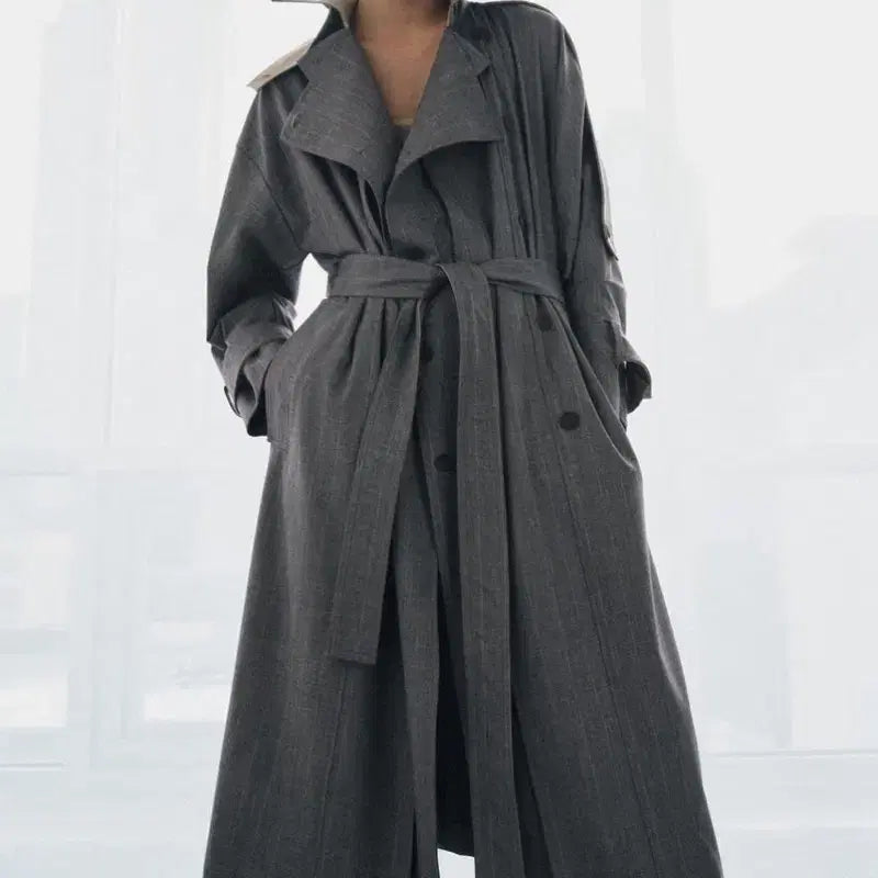 [BUNJANG] Zara Limited Collection Glen Check Grey Wool Long Trench Coat (Size S) / 새상품 Zara 리미티드 컬렉션 글렌체크 그레이 울 롱 트렌치코트 S