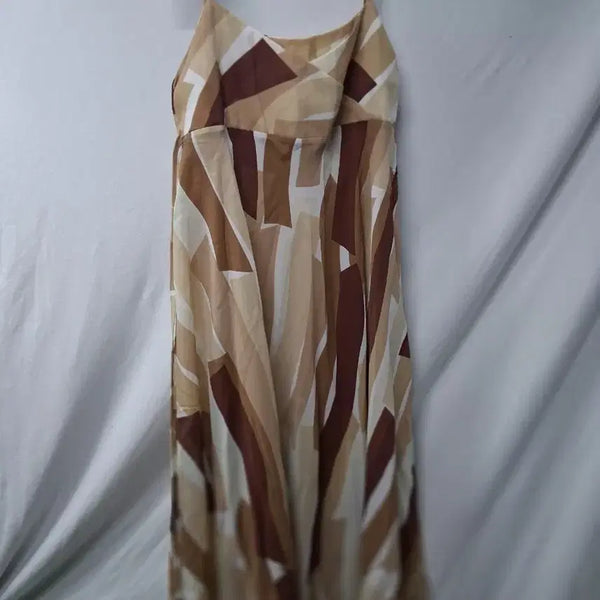 [BUNJANG] Pattern Sleeveless Long Dress - Brown (Size 66) / 패턴 민소매 롱 원피스 브라운66